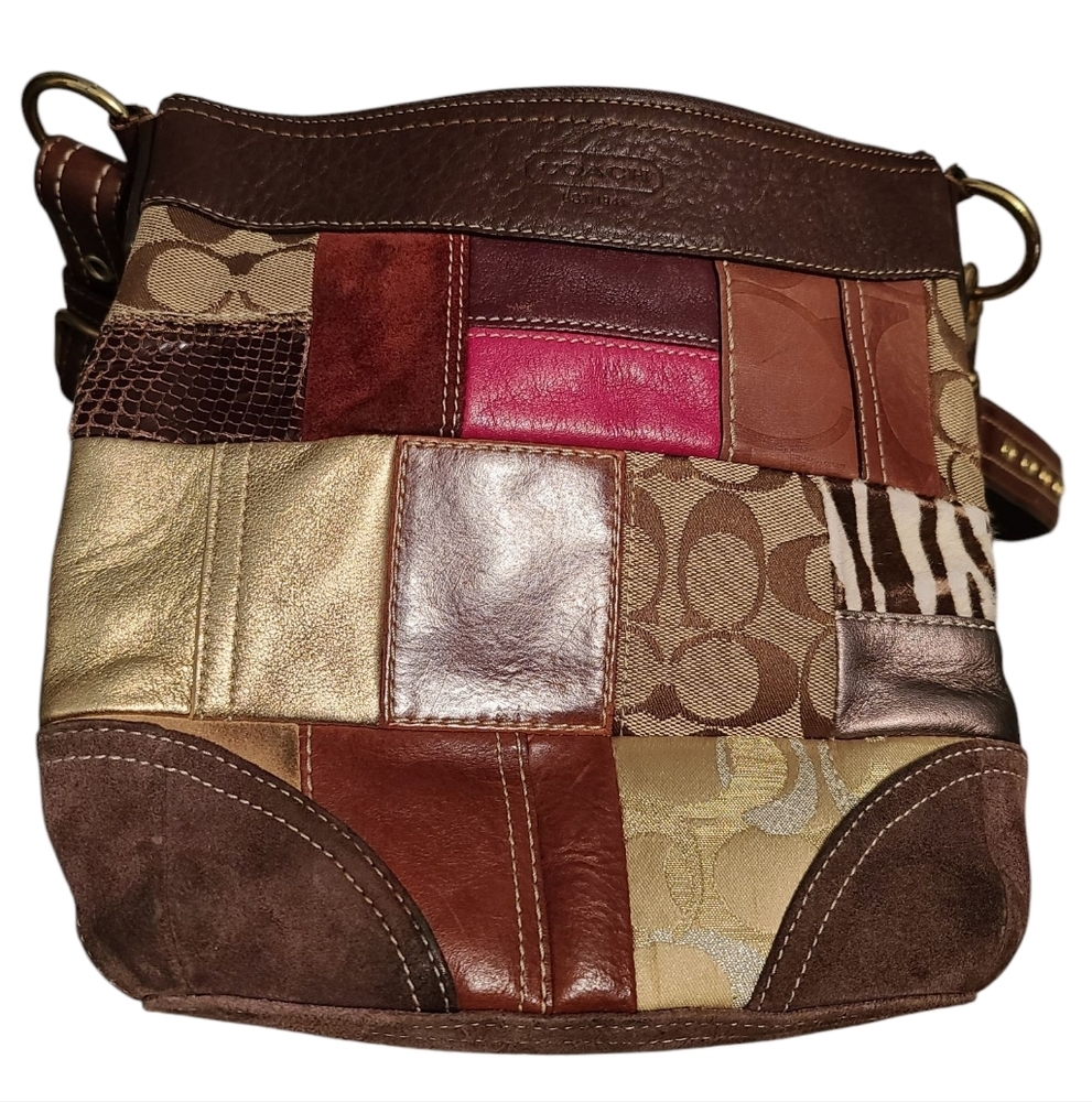 COACH Vintage Patchwork Madras Crossbody Shoulder Bag w/ Adjustable Strap - Picture 7 of 16